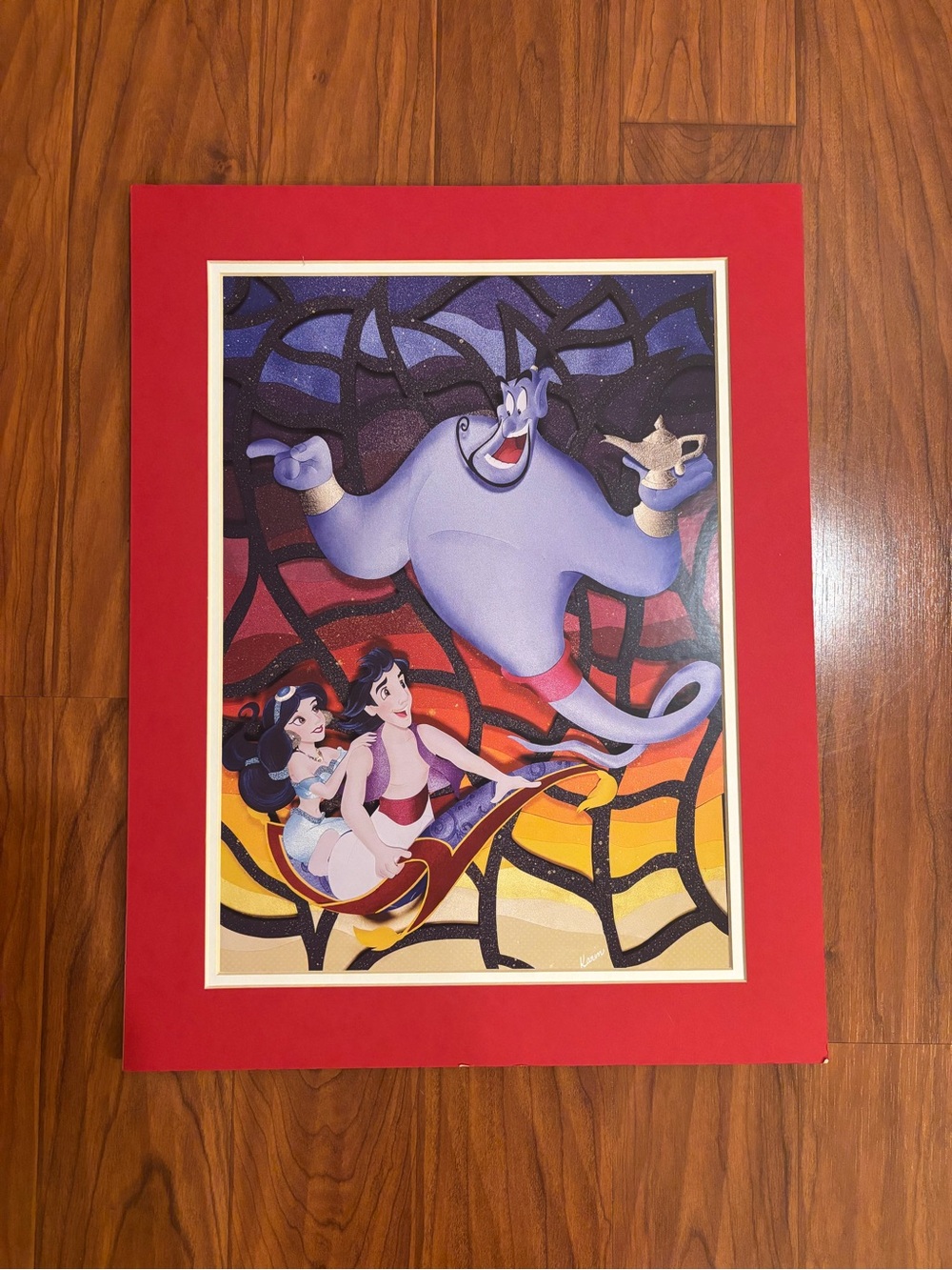 Disney Fine Arts Autographed Karin Arruda Aladdin Genie Lithograph 18x14